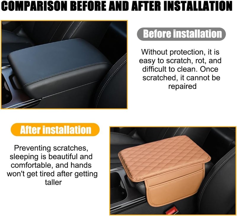 Mandark Car Center Console Cover, Microfiber Leather Vehicle Armrest Protector Cushion with 2 Storage Bags, Auto Interior Arm Rest Seat Box Pad Accessories, Universal for SUV, Sedan, Truck (Orange) - Image 5